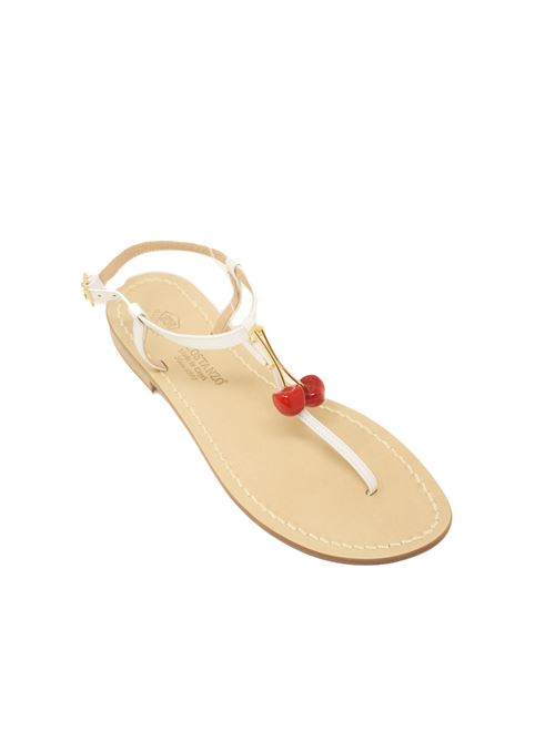 Capri sandals with jeweled cherries Da Costanzo | CHERRYSANDALSBIANCO